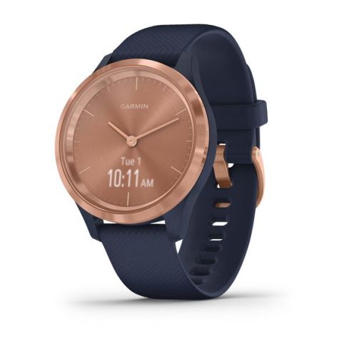 Garmin Vívomove 3s 39 mm Rose Gold Stainless Steel Bezel with Navy Case and Silicone Band