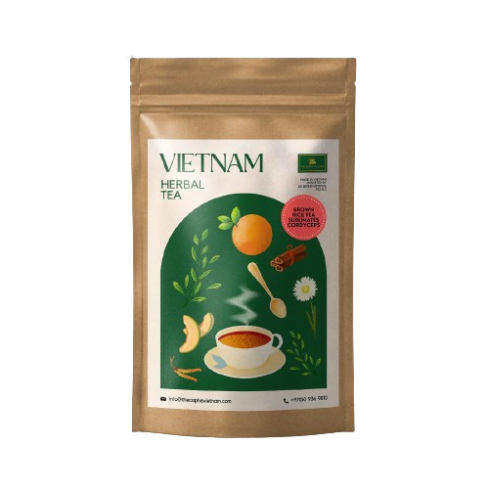 The Caphe Vietnam Sublimates Cordyceps Brown Rice Tea, 20 Sachets