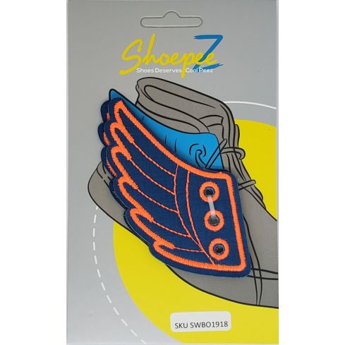 Shoepeez Shoe Decoration Charm - Navy Blue / Orange Wings