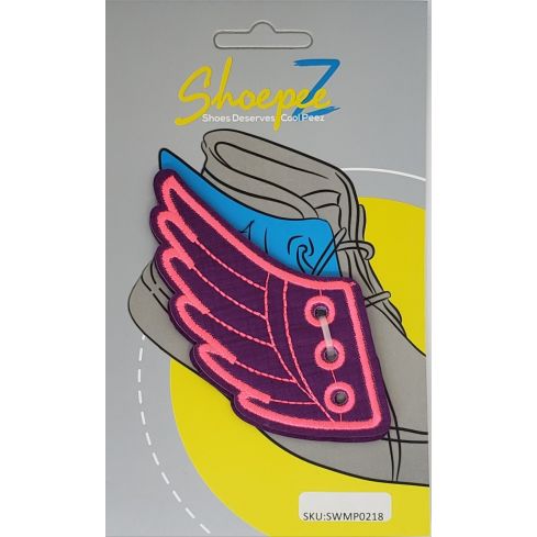 Shoepeez Shoe Decoration Charm - Purple / Neon Pink Wings