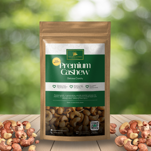 Premium Wood Fire Roasted Cashews, Slightly Salted With Skin Size A VIP Cashew-500G