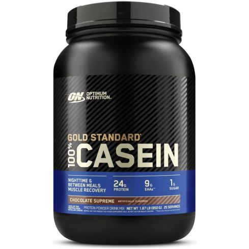 Optimum Nutrition (ON) Gold Standard 100% Micellar Casein Protein Powder, 24 Grams of Protein, - Chocolate Supreme, 1.87 Lbs, 25 Servings (850 G)