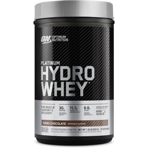 Optimum Nutrition (ON) Platinum Hydrowhey Protein Powder, 30 Grams of Protein for Muscle Support & Recovery, 100% Hydrolyzed Whey Protein Isolate Powder - Turbo Chocolate, 1.75 Lbs, 20 Servings (820 G)