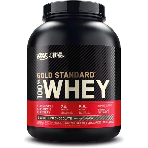 Optimum Nutrition (ON) Gold Standard 100% Whey Protein Powder Primary Source Isolate, 24 Grams of Protein for Muscle Support and Recovery- 5 Lbs, 73 Servings