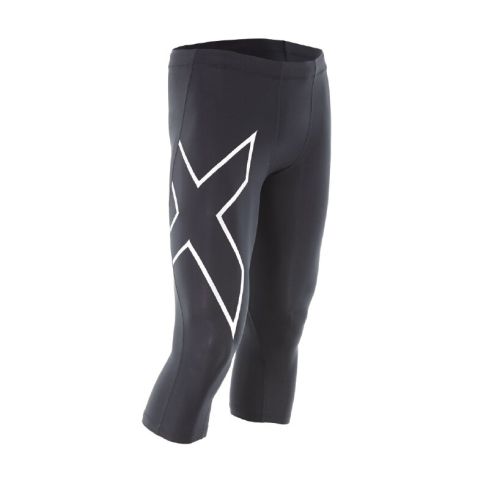 2XU Men's Core Compression 3/4 Tights Pants-Black/Silver