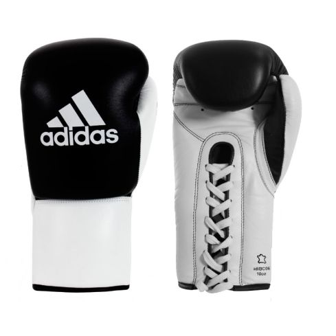 Adidas Glory Professional Boxing Gloves With Laces - Black/White