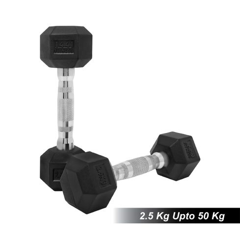 1441 Fitness Rubber Hex Dumbbells 2.5Kg - 50 Kg Sold As Pairs