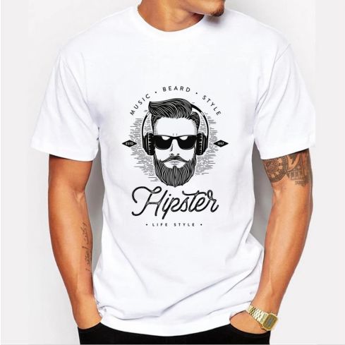 InStock Essentials Hipster Men's White  Short sleeve T-Shirt, in two Graphic options