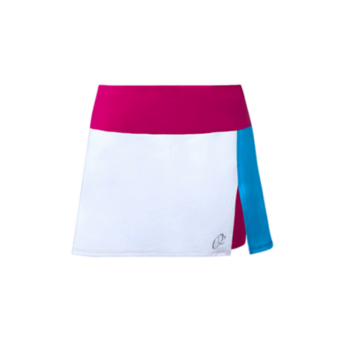 O´Padel Skirt With Slit White, Cyan & Fuschia