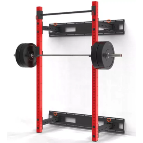 1441 Fitness Heavy Duty Wall Mounted Foldable Squat Rack  - Red 