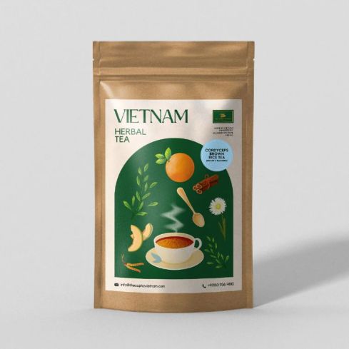 The Caphe Vietnam Cordyceps Herbal Brown Rice Tea (Mix Of 3 Flavors), 20 Sachets/box