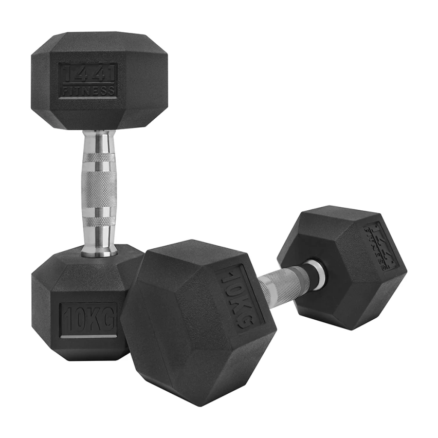 1441 Fitness Hex Rubber Dumbbell (Sold As Pair) - 1 Kg To 10 Kg