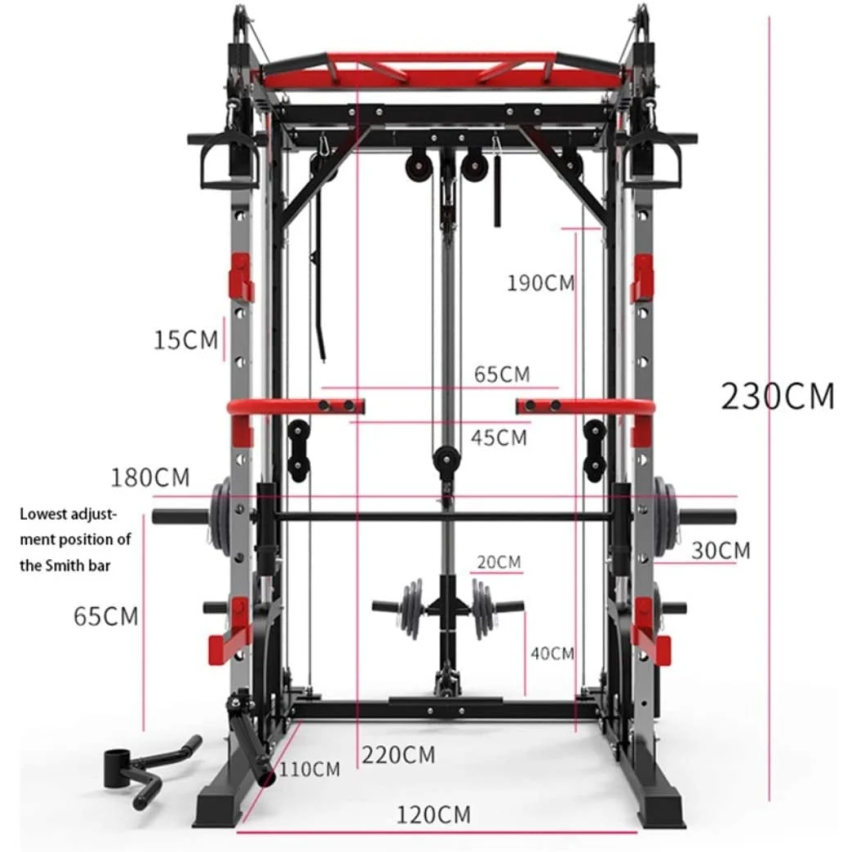 1441 Fitness Heavy Duty Smith Machine with Cable Crossover & Squat Rack - J009  