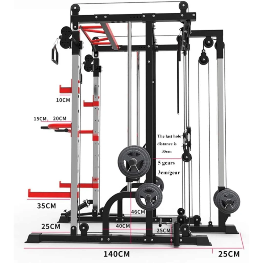 1441 Fitness Heavy Duty Smith Machine with Cable Crossover & Squat Rack - J009  