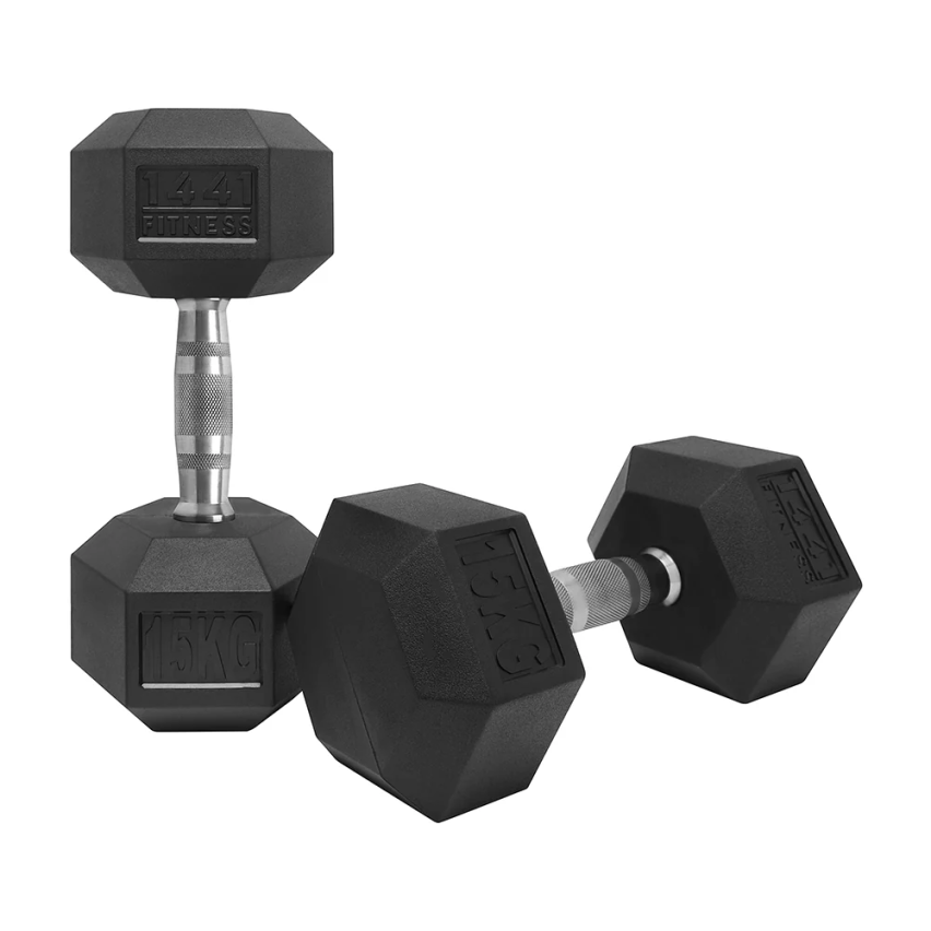 1441 Fitness Rubber Hex Dumbbells 2.5Kg - 50 Kg Sold As Pairs