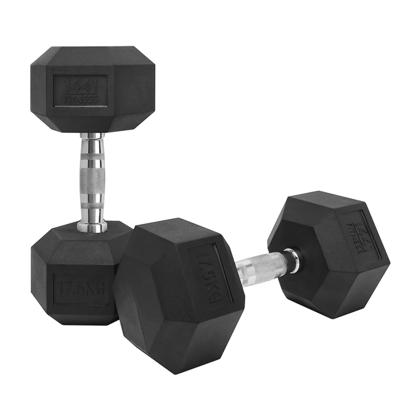 1441 Fitness Rubber Hex Dumbbells 2.5Kg - 50 Kg Sold As Pairs