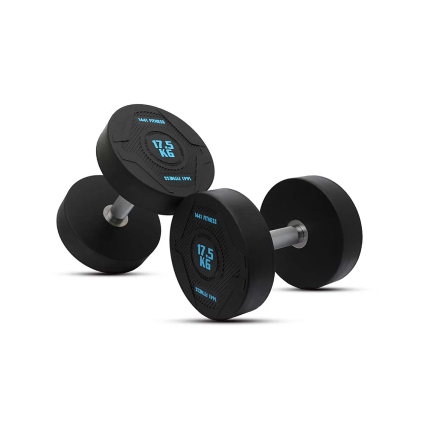 1441 Fitness PU Rubber Round Dumbbells 2.5 To 50 Kg - (Sold As Pair)