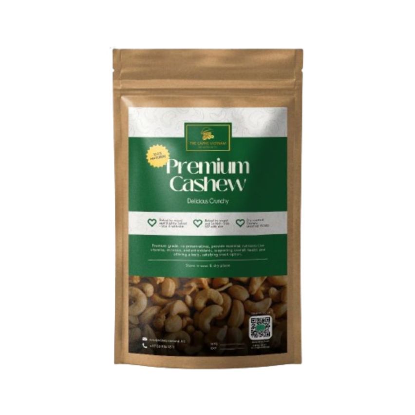 Premium Wood Fire Roasted Cashews, Slightly Salted With Skin Size A VIP Cashew-500G