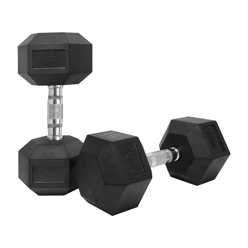 1441 Fitness Rubber Hex Dumbbells 2.5Kg - 50 Kg Sold As Pairs