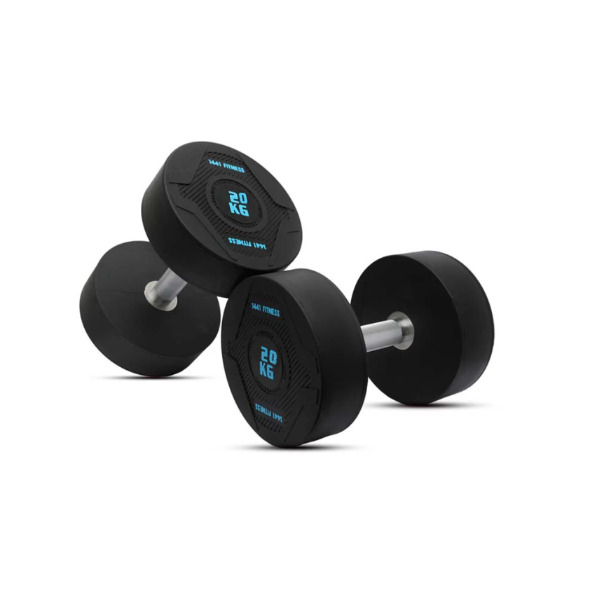 1441 Fitness PU Rubber Round Dumbbells 2.5 To 50 Kg - (Sold As Pair)