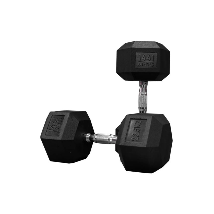 1441 Fitness Rubber Hex Dumbbells 2.5Kg - 50 Kg Sold As Pairs