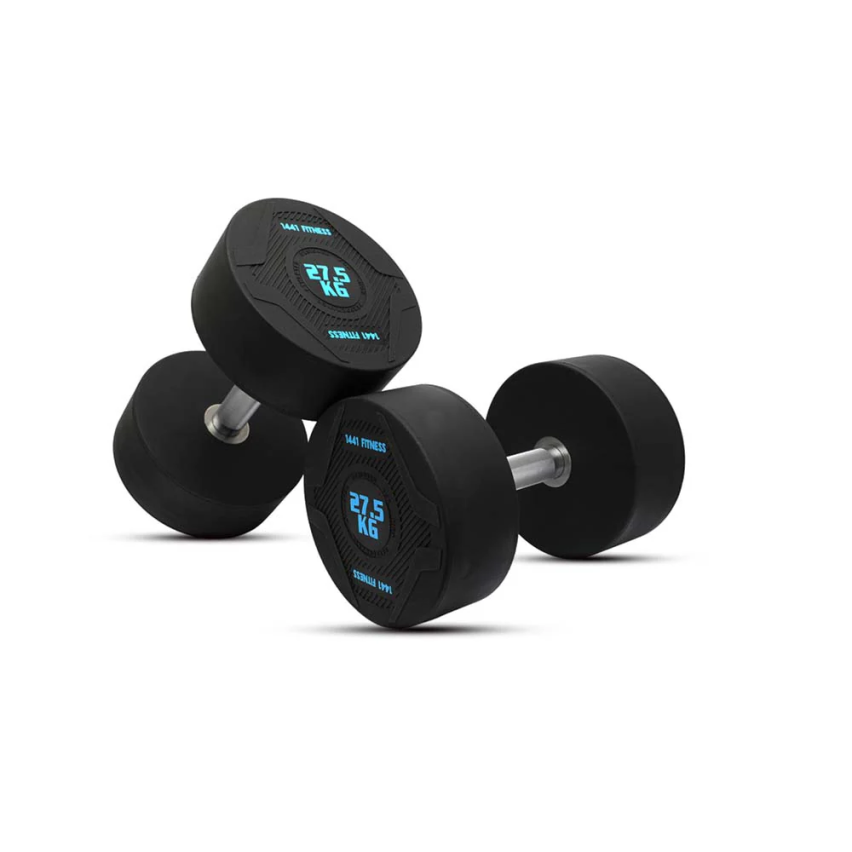 1441 Fitness PU Rubber Round Dumbbells 2.5 To 50 Kg - (Sold As Pair)