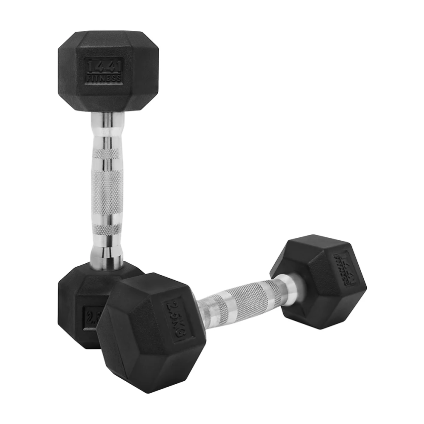 1441 Fitness Rubber Hex Dumbbells 2.5Kg - 50 Kg Sold As Pairs