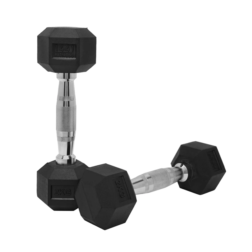 1441 Fitness Hex Rubber Dumbbell (Sold As Pair) - 1 Kg To 10 Kg