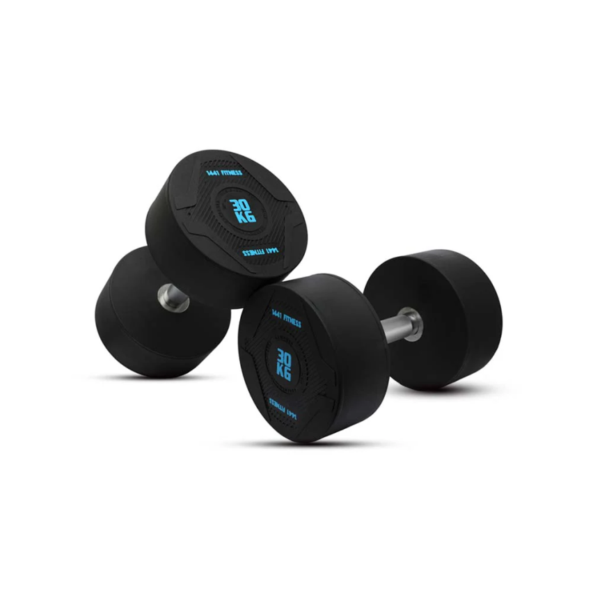 1441 Fitness PU Rubber Round Dumbbells 2.5 To 50 Kg - (Sold As Pair)