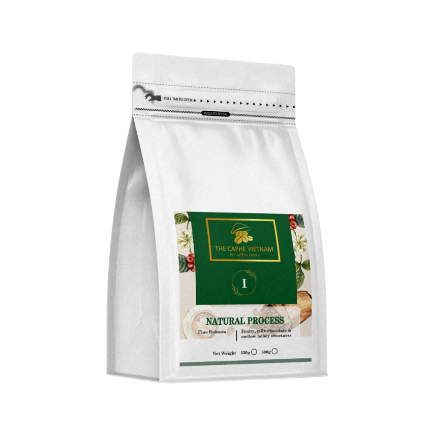 The Caphe Vietnam Combo - Natural Process Whole Bean Coffee 500g | Premium Macadamia Nuts VIP Size 500g - Pack Of 2