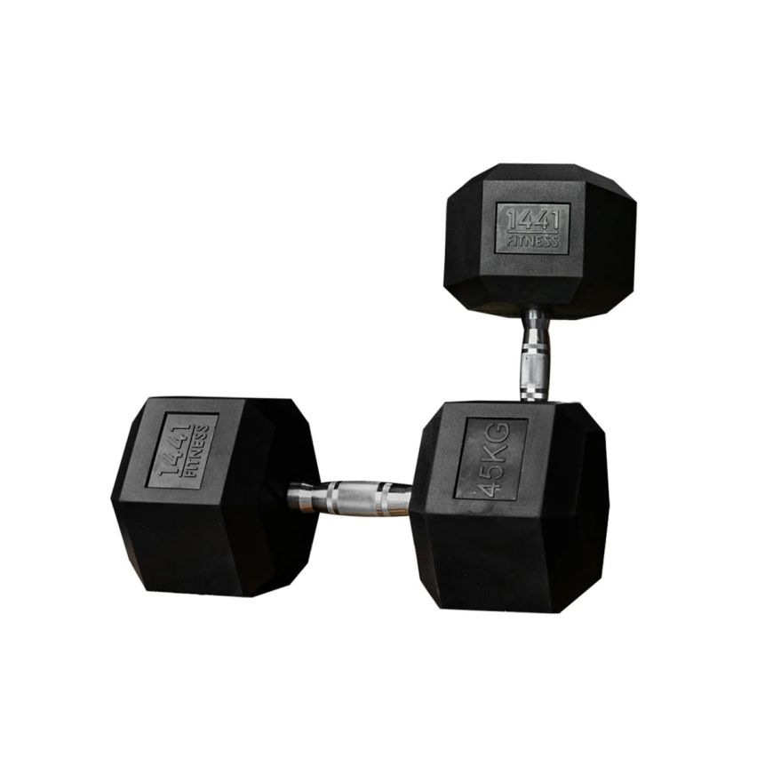 1441 Fitness Rubber Hex Dumbbells 2.5Kg - 50 Kg Sold As Pairs