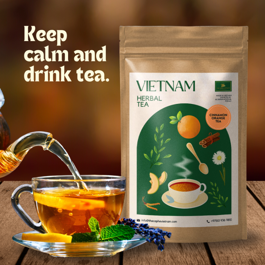 The Caphe Vietnam Cinnamon Orange Herbal Tea, 15 Sachets