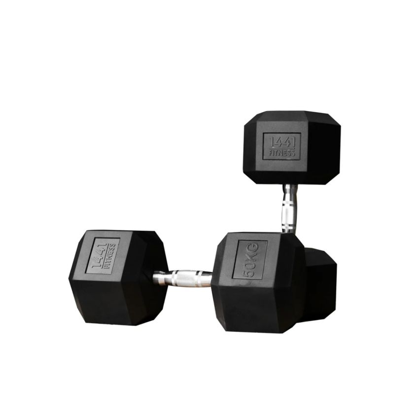 1441 Fitness Rubber Hex Dumbbells in Pounds 20lbs - 50 Lbs (Sold In Pair) | Weight in LBS 