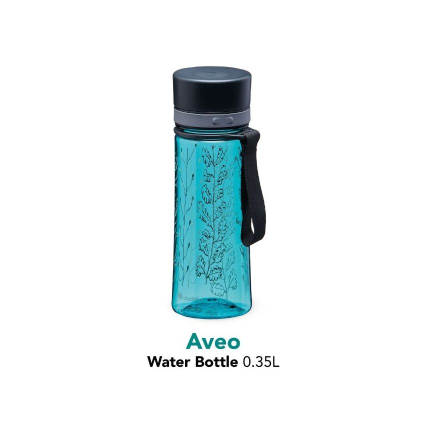 Aladdin Aveo Water Bottle 0.35L Aqua Blue Wildflower Print