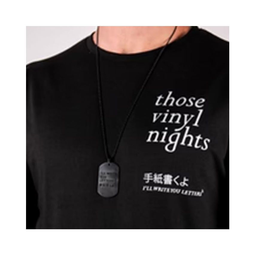 IWYL Id Tag In Black Color Pendant-chain For Men