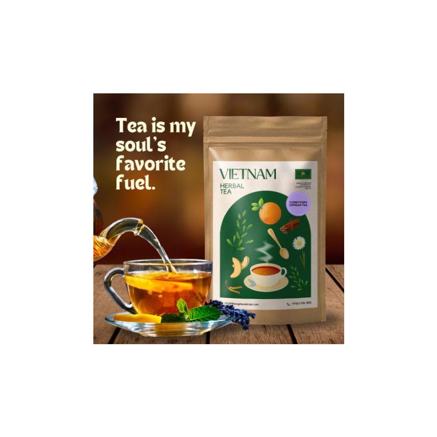 The Caphe Vietnam Cordyceps Longan Herbal Tea, 20 Sachets