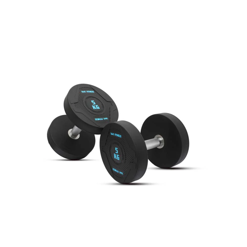 1441 Fitness PU Rubber Round Dumbbells 2.5 To 50 Kg - (Sold As Pair)