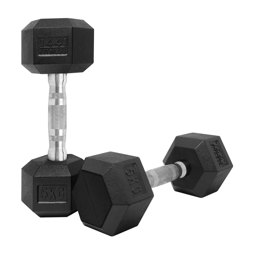 1441 Fitness Hex Rubber Dumbbell (Sold As Pair) - 1 Kg To 10 Kg