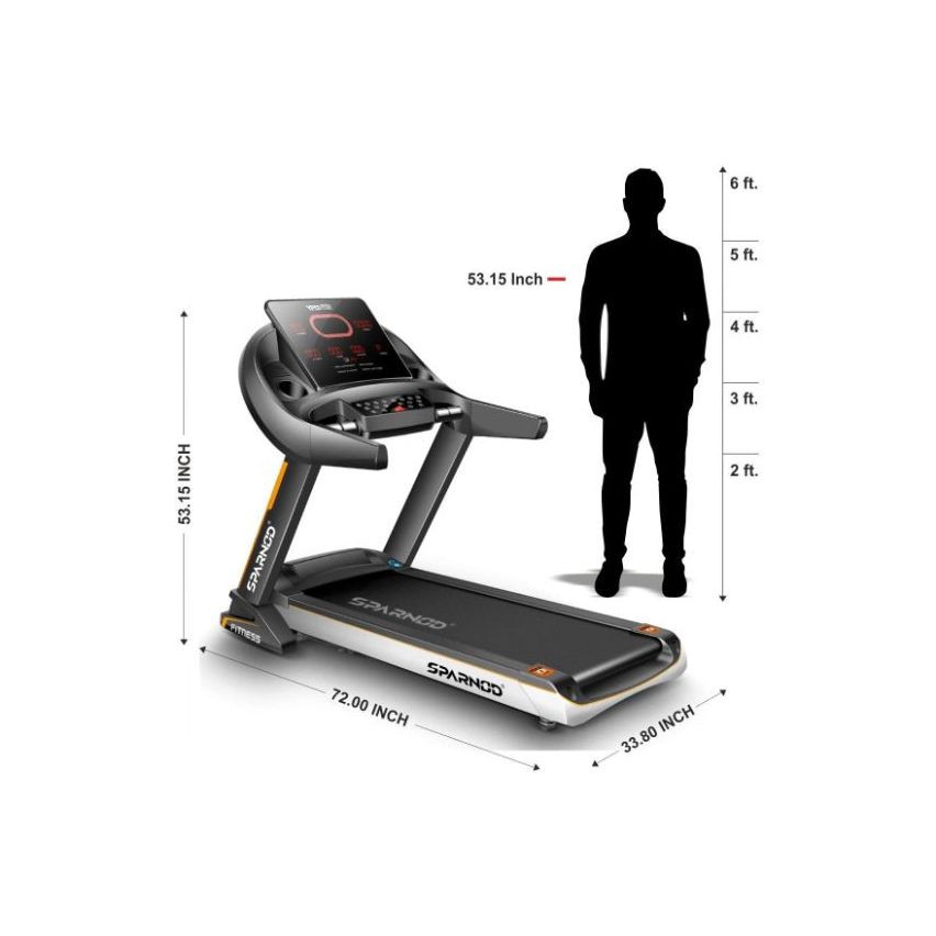 Sparnod Fitness  (3 Hp Dc Motor) Large Led Display With Auto Incline Treadmill - STH-5700