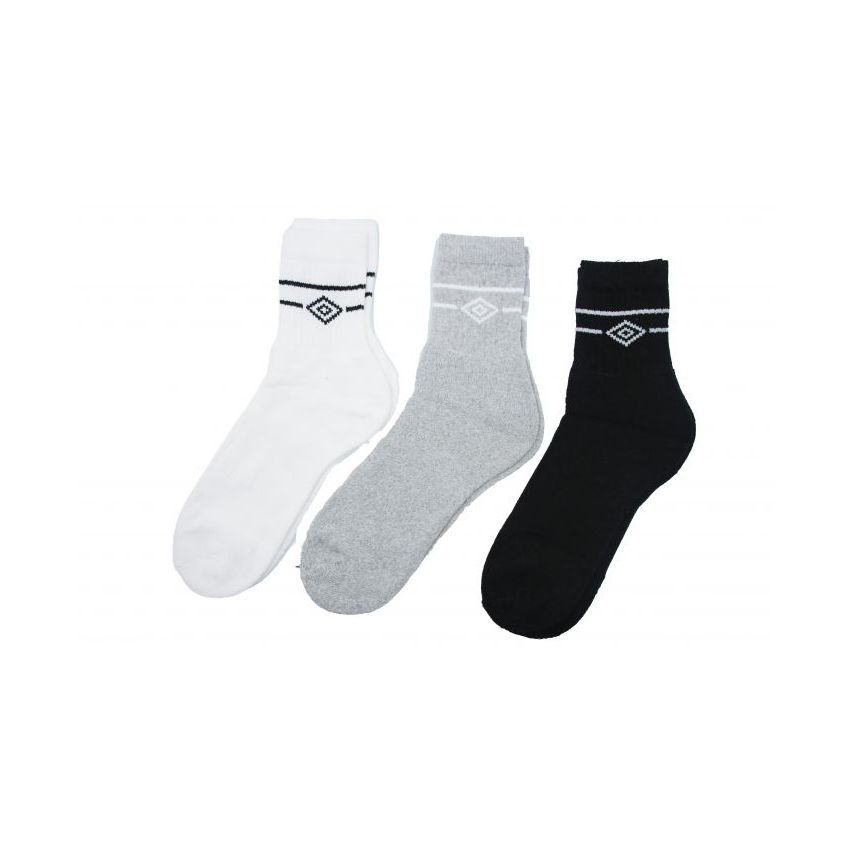 Umbro Pk3 Stacked Logo Sports Socks Grey Marl / Black / Brilliant White