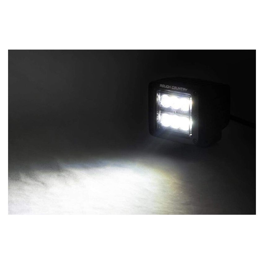 Rough Country Spotlights 2-inch Square Cree Led Lights - (Pair | Black Series) Flood Option