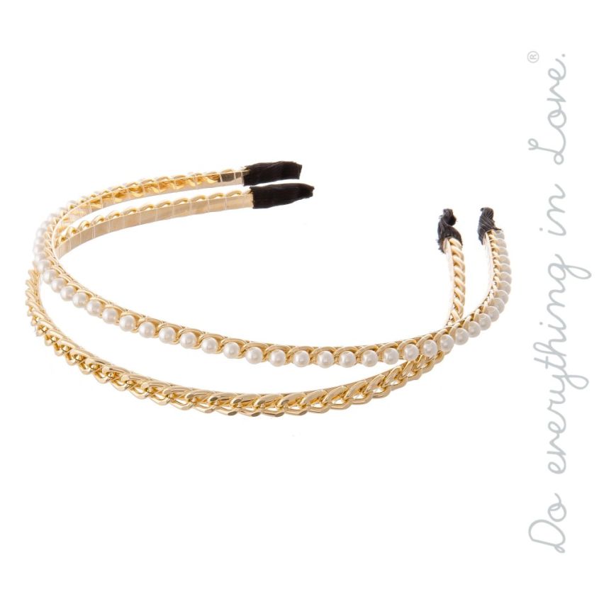 Gold Chain & Pearl Beaded Headband Set, Do everything in Love Brand