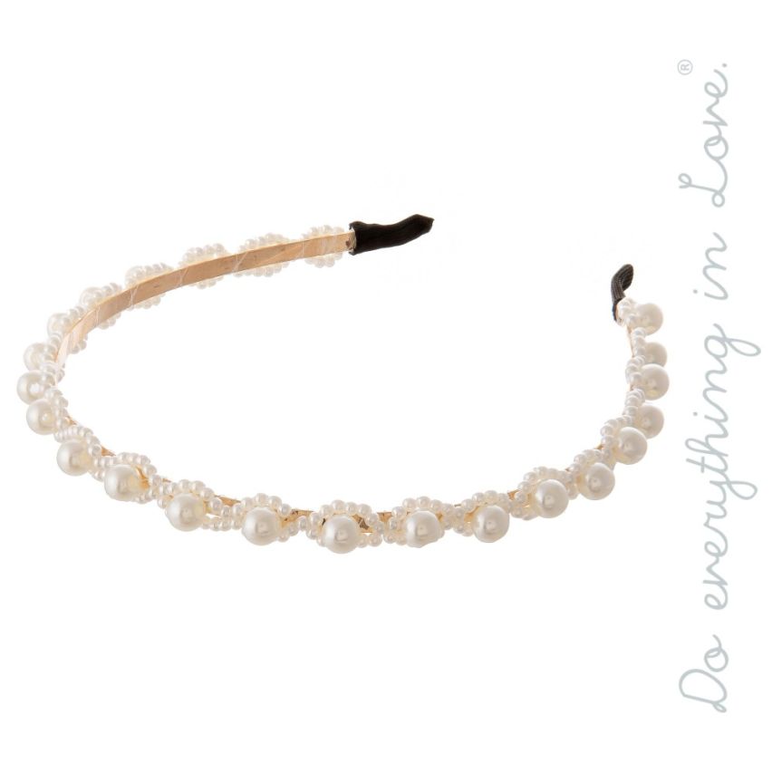 Ivory Pearl Beaded Headband, Do everything in Love Brand
