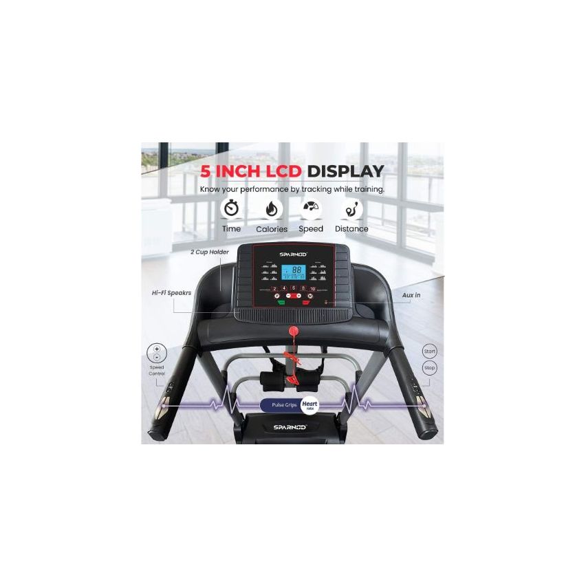 Sparnod Fitness (2 Hp Dc Motor) LCD Display With Massager Treadmill-STH-2200