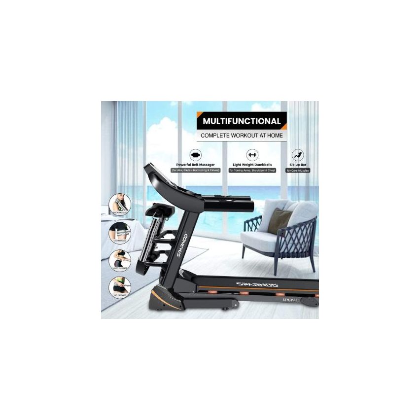 Sparnod Fitness STH-3500 (2 Hp Dc Motor) Multifunctional Complete Workout Home Treadmill - STH-3500