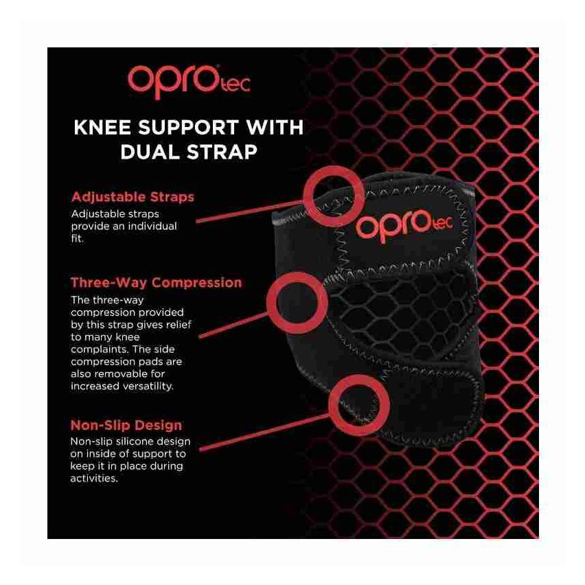 Oprotec Knee Support with Dual Strap - Black