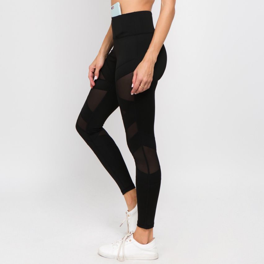 Judson & Co Women's active breathable mesh strip workout leggings