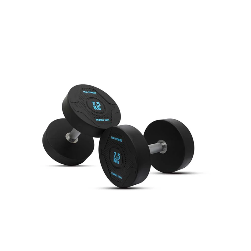 1441 Fitness PU Rubber Round Dumbbells 2.5 To 50 Kg - (Sold As Pair)