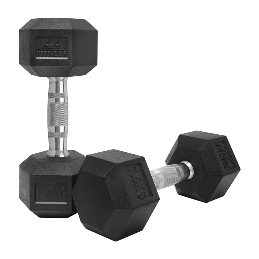 1441 Fitness Rubber Hex Dumbbells 2.5Kg - 50 Kg Sold As Pairs