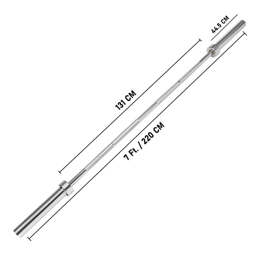 1441 Fitness 7 Ft Olympic Barbell With Spring Collars - Chrome |20 Kg